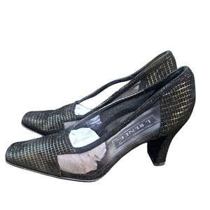 Vtg 90's J. Renee Metallic Textured Pumps‎ Elegant Evening Shoes Square Toe 8